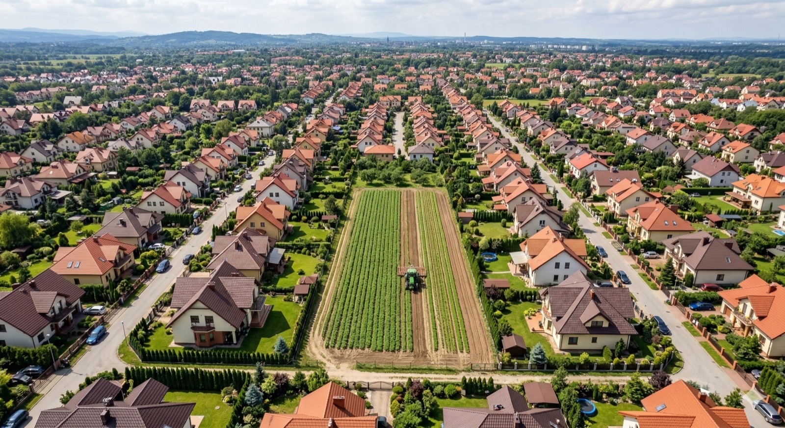 Dawny pas pola wpisany w gotowe już osiedle