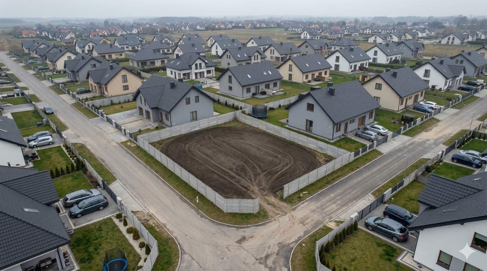 Nowe osiedle i małe resztkowe pole jako spokojna stawka zmiany prawa